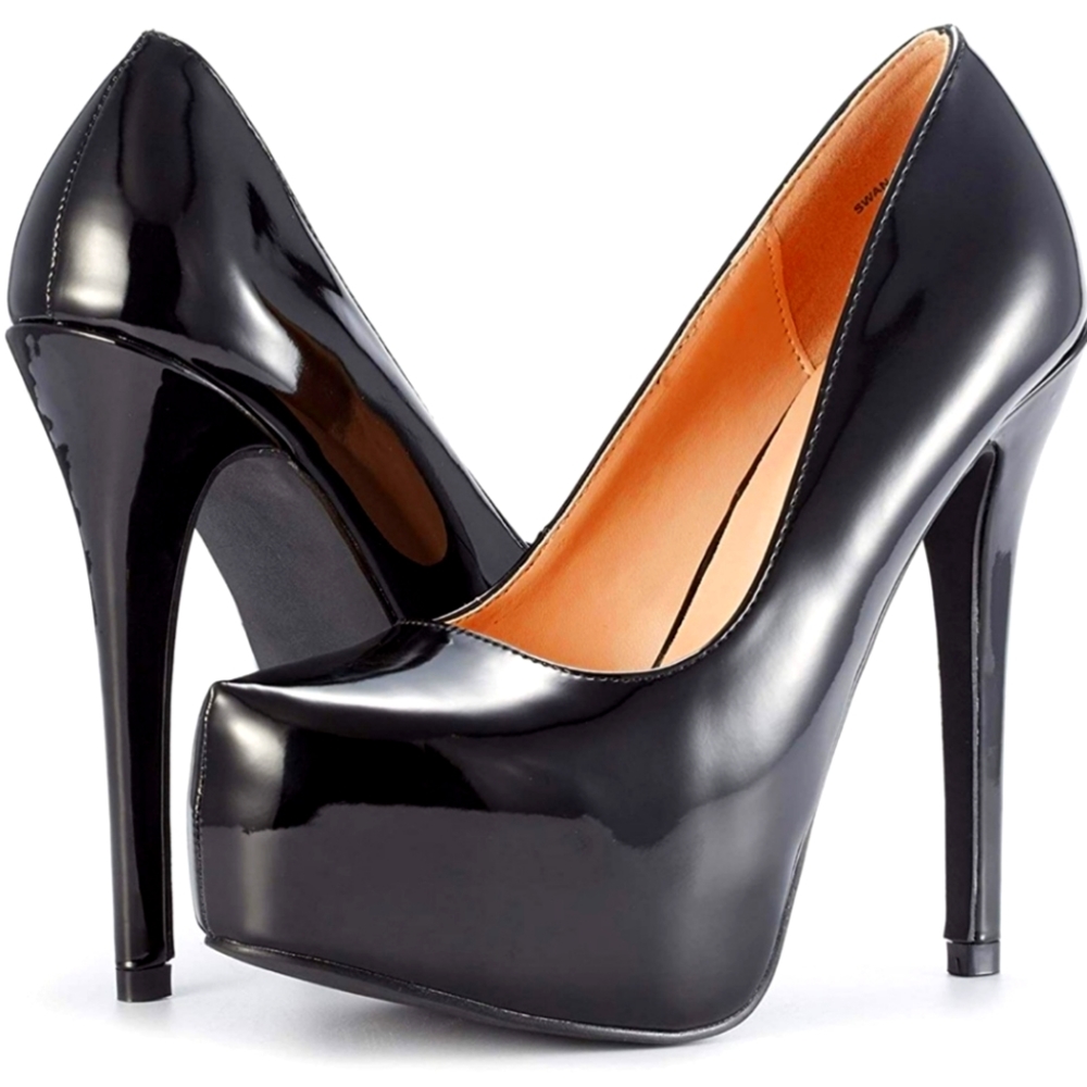 Dream Pairs Black Faux Patent Leather Heels